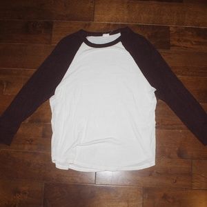 Boyfriend 3/4 sleeve maroon and white shirt